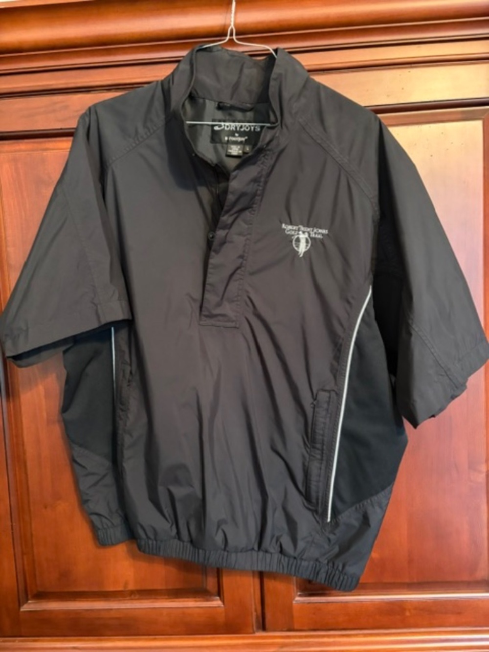 Robert Trent Jones Footjoy Short Sleeve Pullover Windbreaker Black Size L